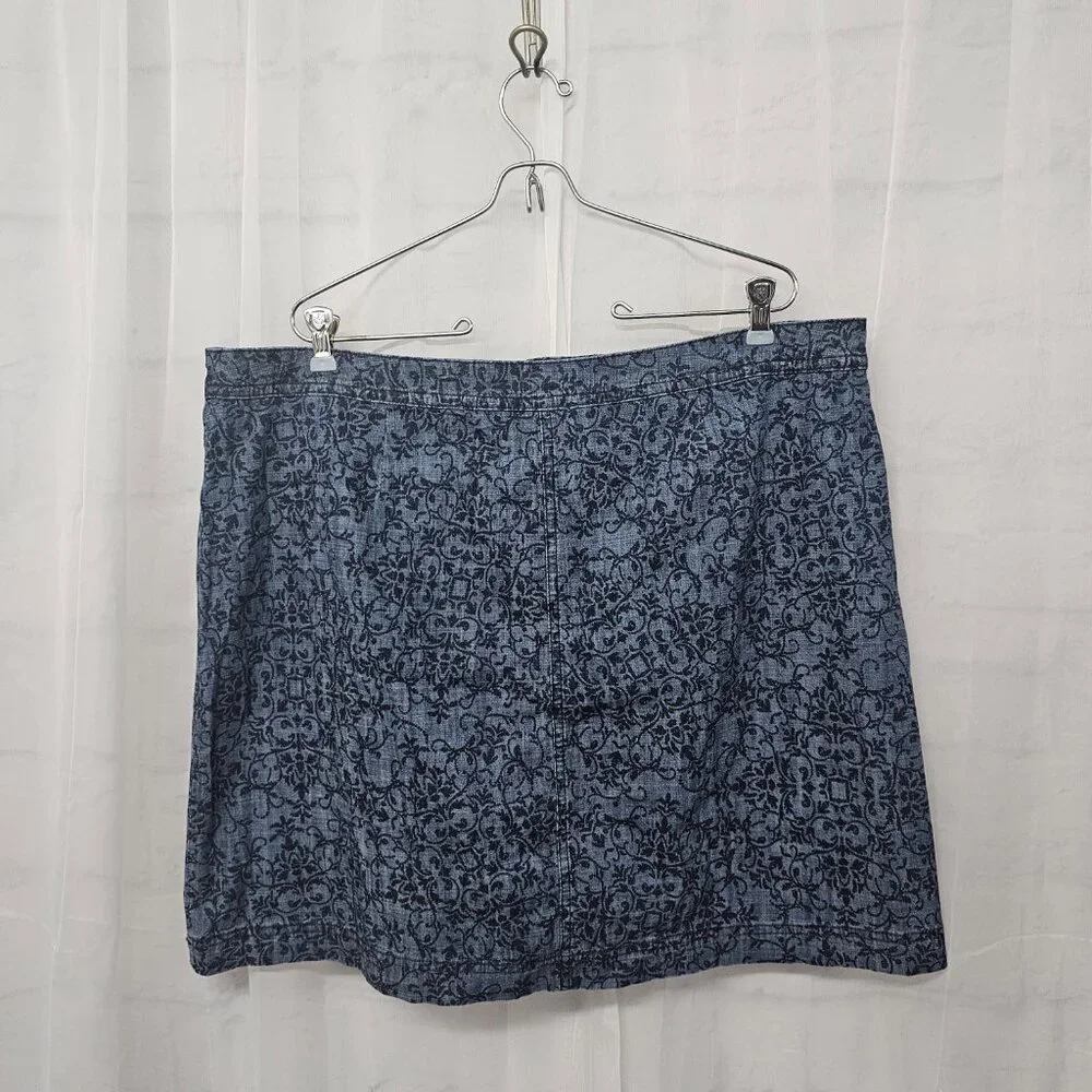 Karen Scott Blue Chambray Floral Skort Mini Boho Cottagecore 18 - Picture 6 of 10